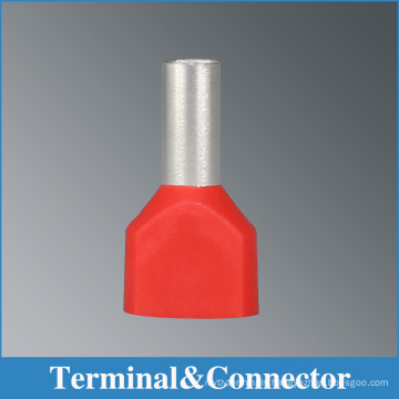 Insulated twin cord end terminal connectors ,l tubular crimping wire terminals,bootlace termianls furruel with avarious colors ,